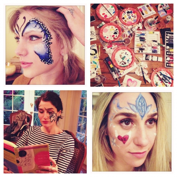 "Evidently, it was 'face paint Wednesday' last night. @ashavignone drew a unicorn on @ClaireWinter's face. Impressed."
