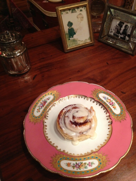 "Midnight cinnamon roll. I'd blame the jet lag but I'm not even sorry."
